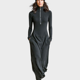Madea | Women's Maxi Viscose Sport Dress with Half High Collar and Zipper MDA3197G9Y