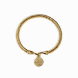 Pulseira dourada com design de moeda