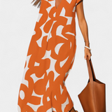 Asela Casual V-Neck Dress with Mixi Pattern