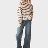 Janine | Camisola - Samantha Stripe - Bege/Chocolate