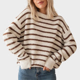 Janine | Camisola - Samantha Stripe - Bege/Chocolate