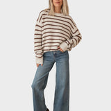 Janine | Camisola - Samantha Stripe - Bege/Chocolate