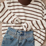 Janine | Camisola - Samantha Stripe - Bege/Chocolate