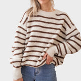 Janine | Camisola - Samantha Stripe - Bege/Chocolate