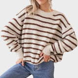Janine | Camisola - Samantha Stripe - Bege/Chocolate
