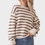 Janine | Camisola - Samantha Stripe - Bege/Chocolate