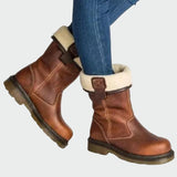Bota de inverno em pele com pelo sintético