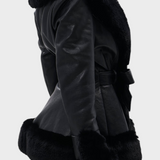 Pavlina | BLACK PLASTIC COAT WITH BELT