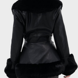 Pavlina | BLACK PLASTIC COAT WITH BELT