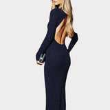 Becky | Vestido Longo Bodycon de Lantejoulas com Costas Abertas
