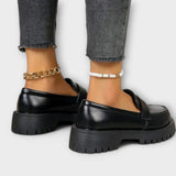 Slippers femininos com design ortopédico e salto de cetim