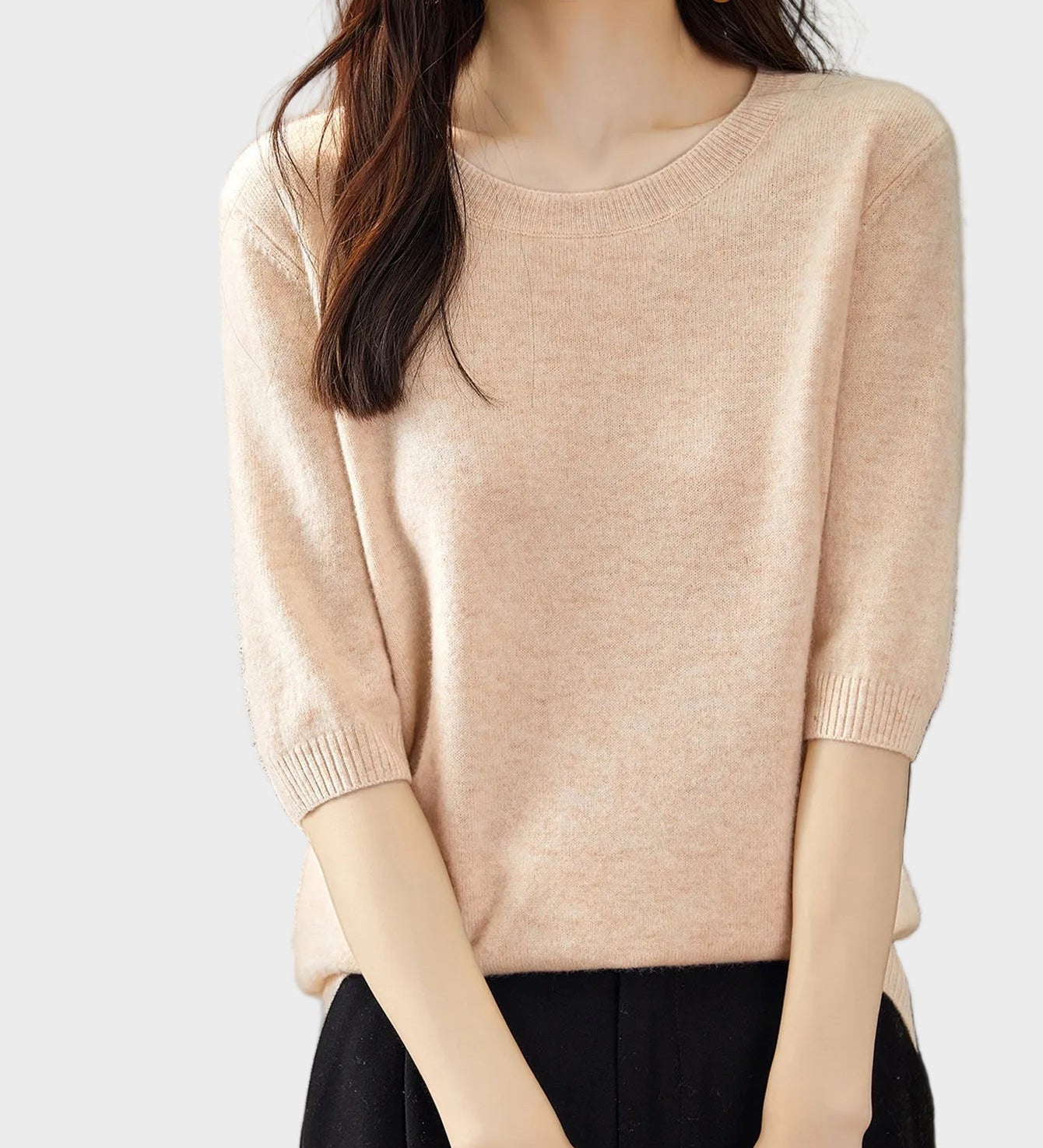 Eureka | Blusa Meia Manga Gola Redonda 100% Lã Merino