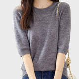 Eureka | Blusa Meia Manga Gola Redonda 100% Lã Merino