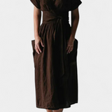 Cressida Cotton V-Neck Dress with Adjustable Waist