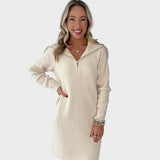 Nicole | Vestido de malha elegante de luxo com meio fecho de correr