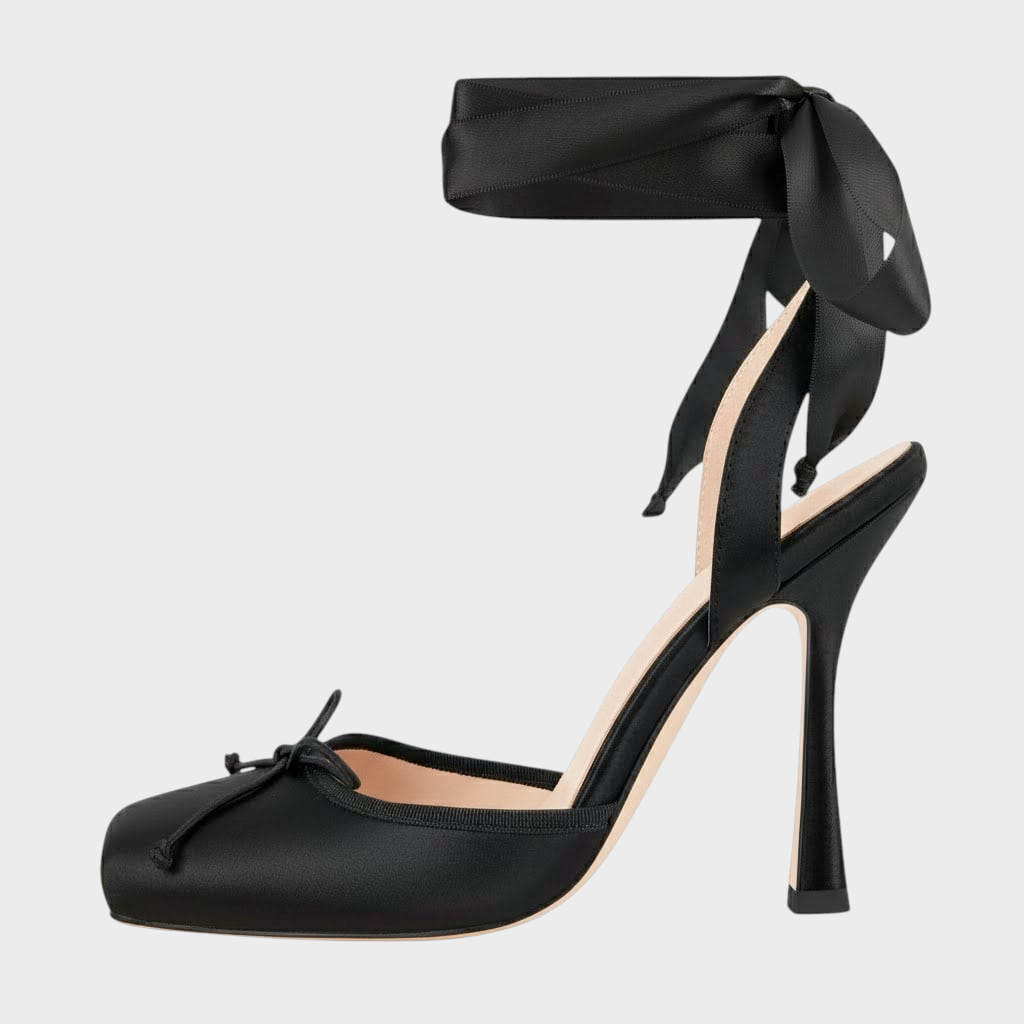 Maggie | Satin Square Toe Ankle Strap Heels