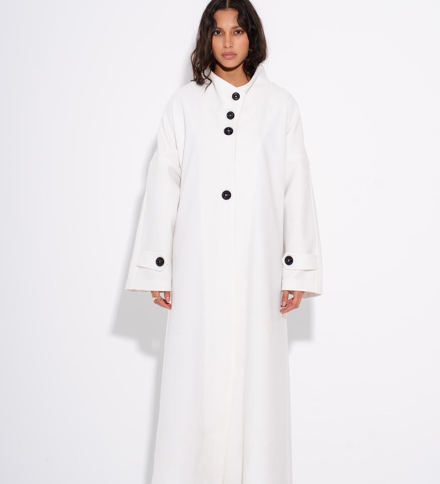 Kathy -Kathy - Μάλλινο Παλτό με Κουμπιά - Λευκό (Kathy - Buttoned Wool Coat - White)