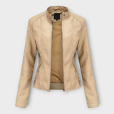 Elegant Leather Jacket with a Modern Cut and Timeless Aesthetic