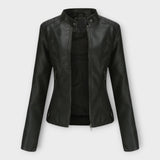 Elegant Leather Jacket with a Modern Cut and Timeless Aesthetic