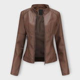 Elegant Leather Jacket with a Modern Cut and Timeless Aesthetic