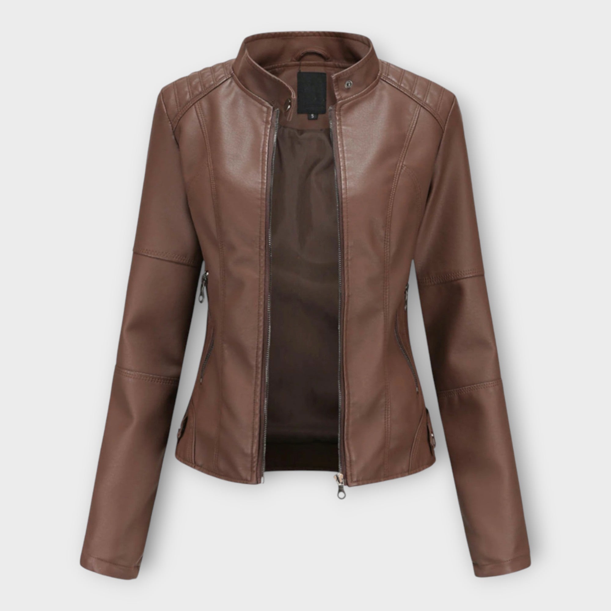 Elegant Leather Jacket with a Modern Cut and Timeless Aesthetic