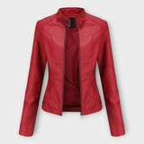 Elegant Leather Jacket with a Modern Cut and Timeless Aesthetic