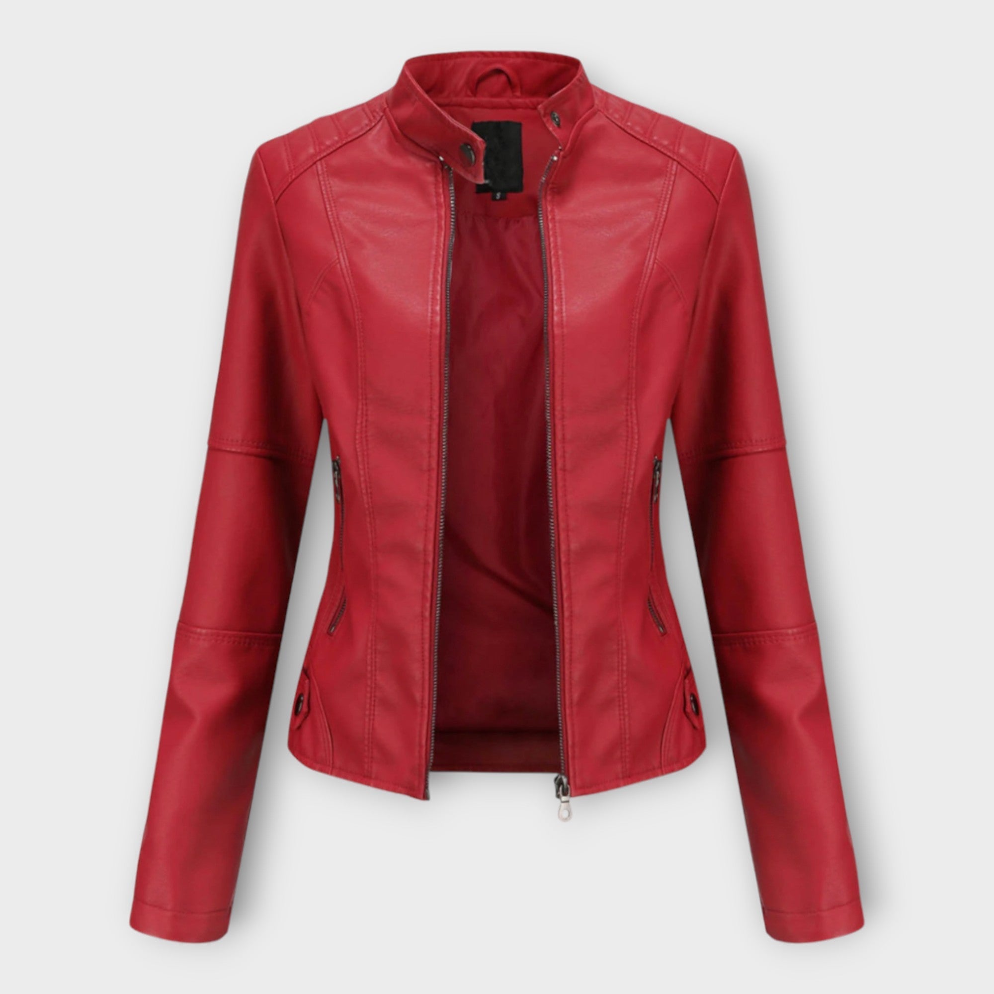 Elegant Leather Jacket with a Modern Cut and Timeless Aesthetic