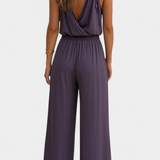 Donatella Jumpsuit with Gold Details and Wide Leg