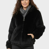 Nancy - Casaco com capuz em fleece teddy com fecho de correr
