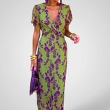 Dulce | Vestido Midi Floral com Decote em V
