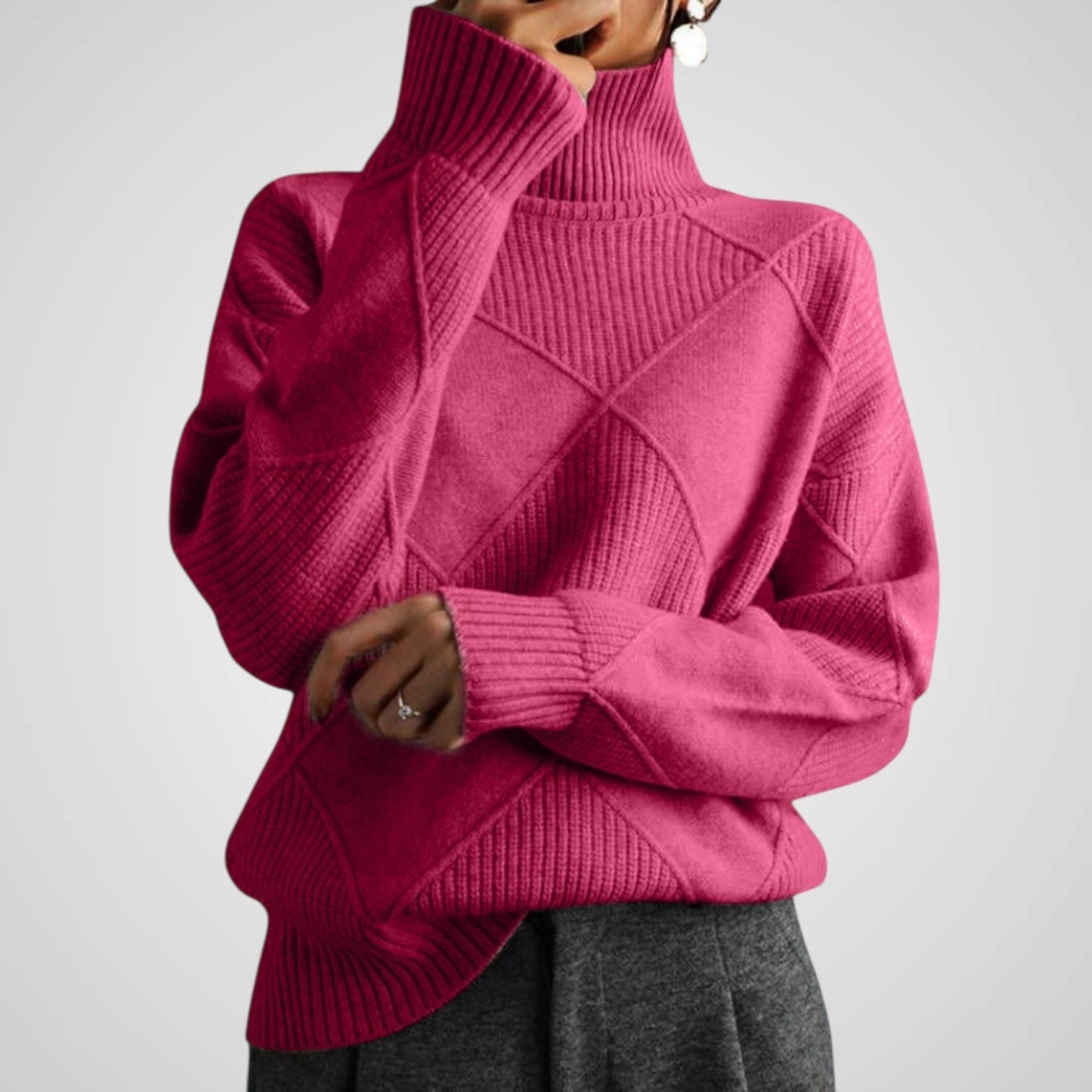 Ava | Camisola Feminina de Caxemira de Gola Alta