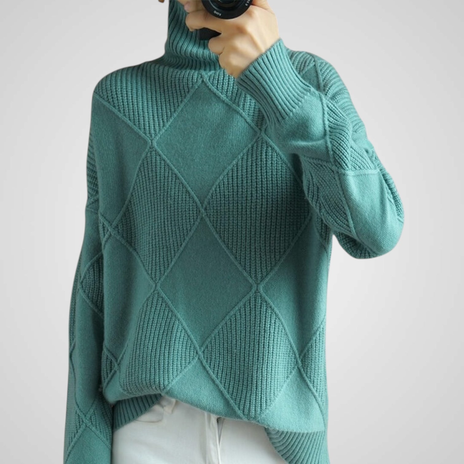 Ava | Camisola Feminina de Caxemira de Gola Alta