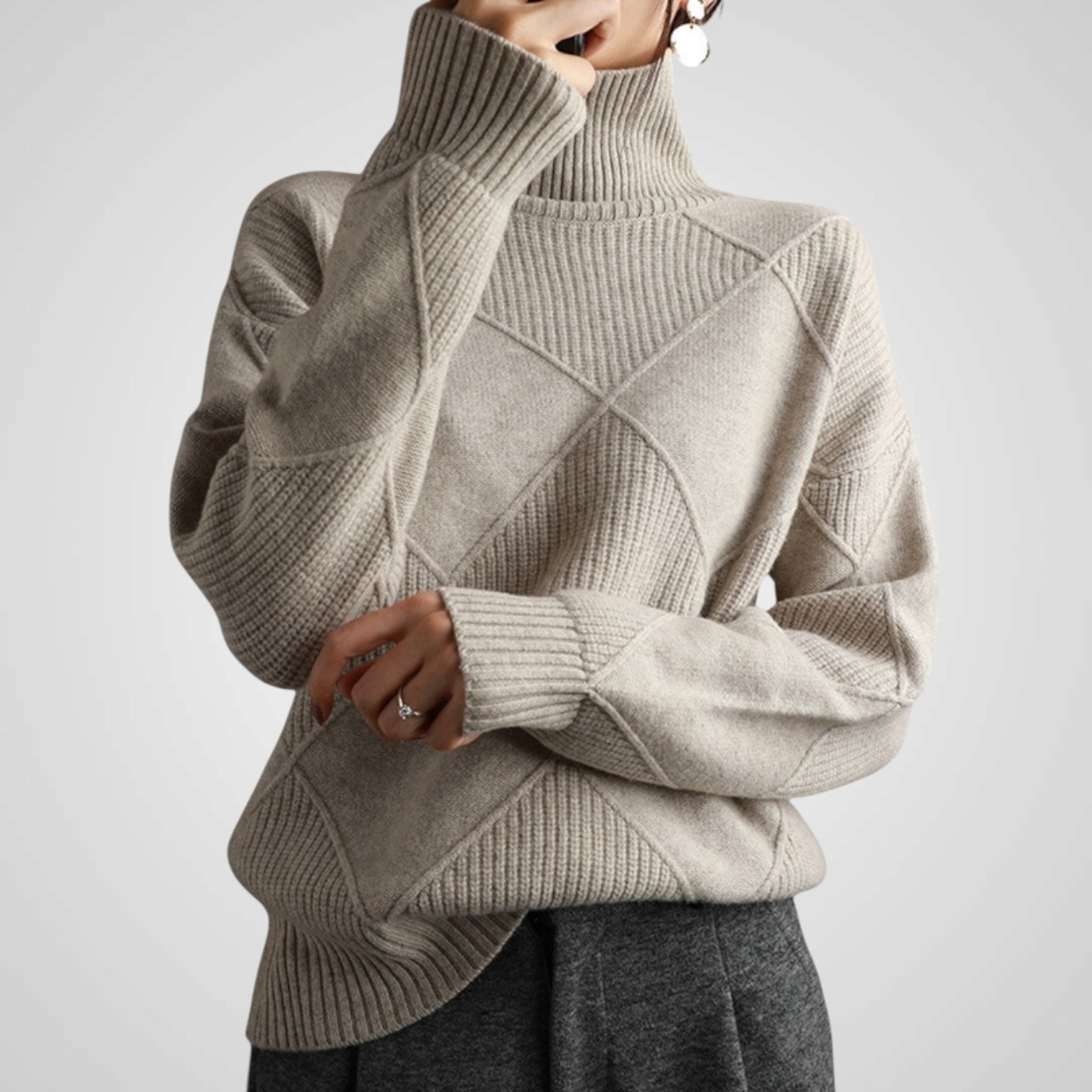 Ava | Camisola Feminina de Caxemira de Gola Alta
