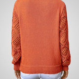 Nemi | Women's Knit Pullover - Long Sleeve - Open-Knit Details - Relaxed Fit