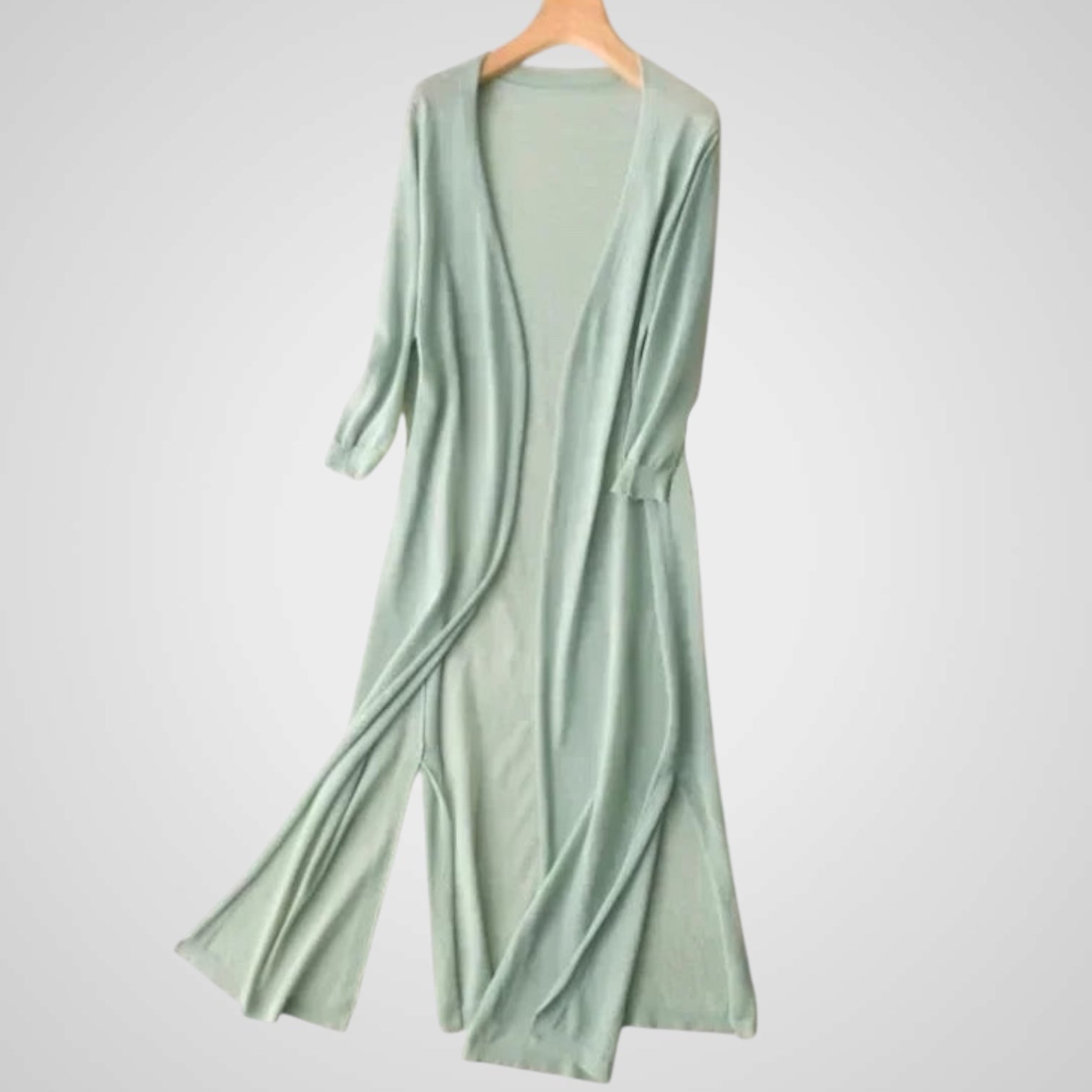 Wendy | Women's Long Cardigan - Lightweight Knit - 3/4 Sleeve - Overlay Essential