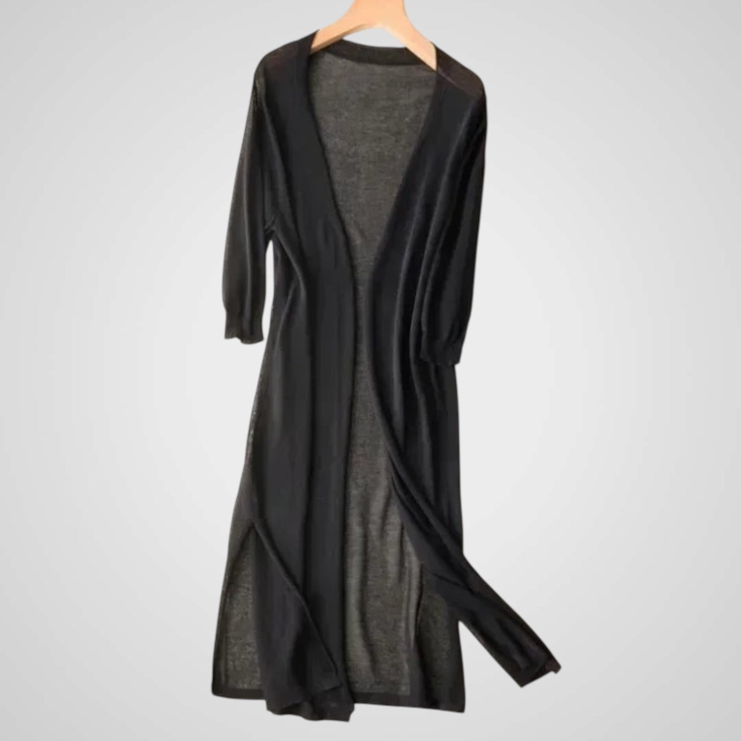 Wendy | Women's Long Cardigan - Lightweight Knit - 3/4 Sleeve - Overlay Essential