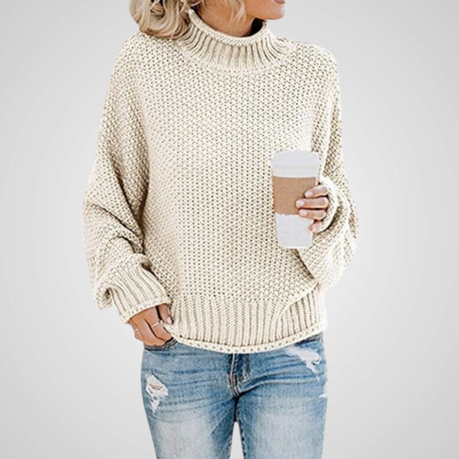Soft | Women's High Neck Knit Long Sleeve Sweater