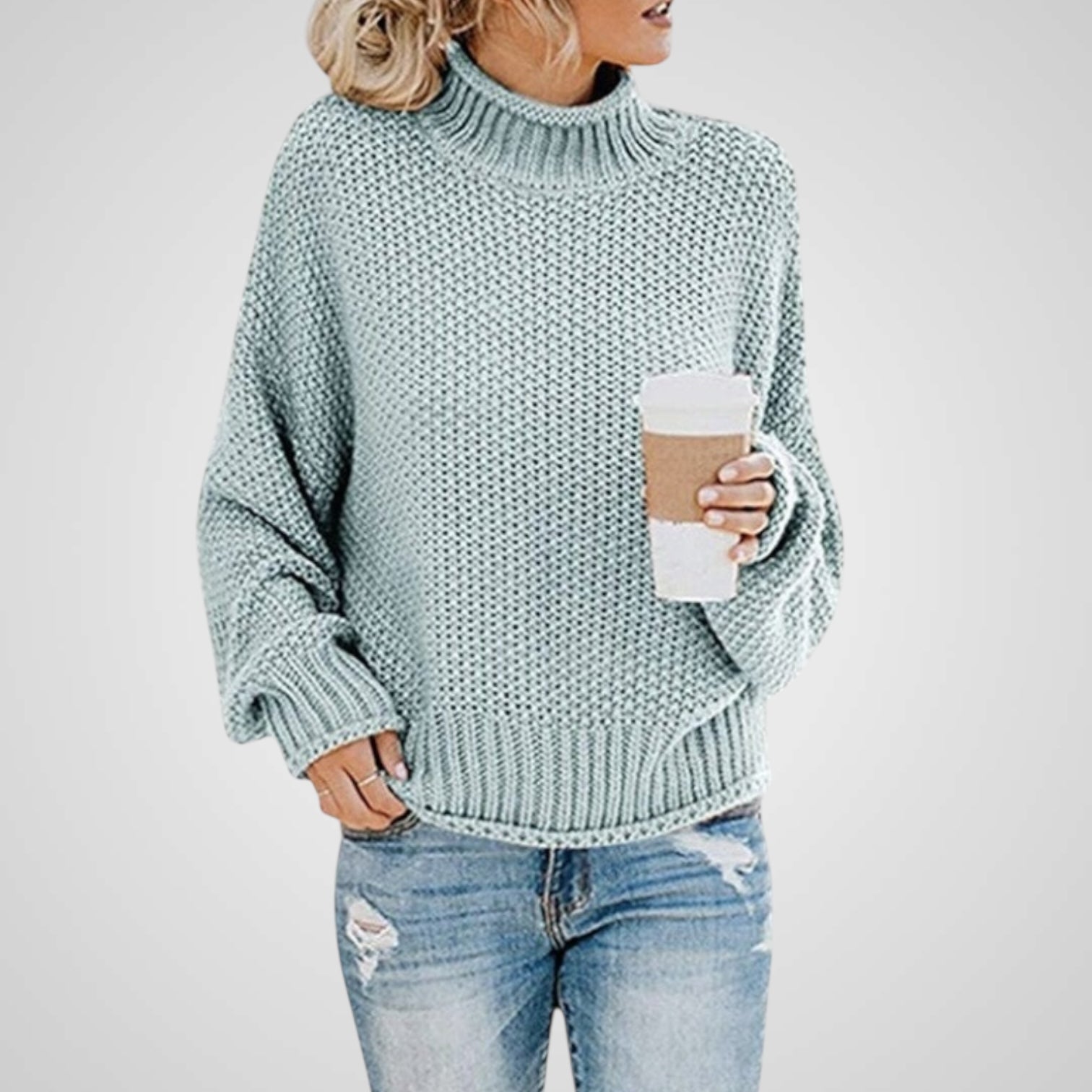 Soft | Women's High Neck Knit Long Sleeve Sweater