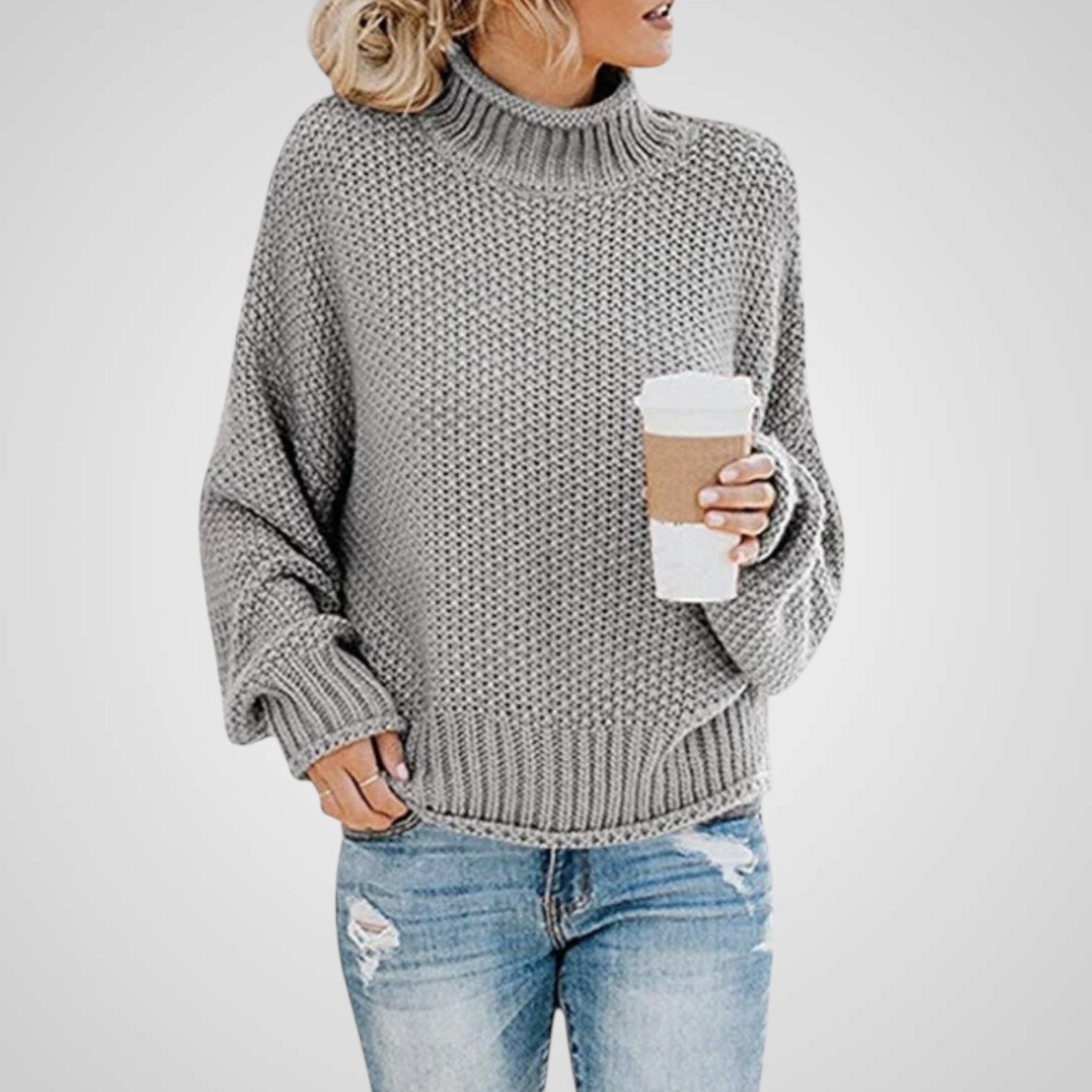 Soft | Women's High Neck Knit Long Sleeve Sweater