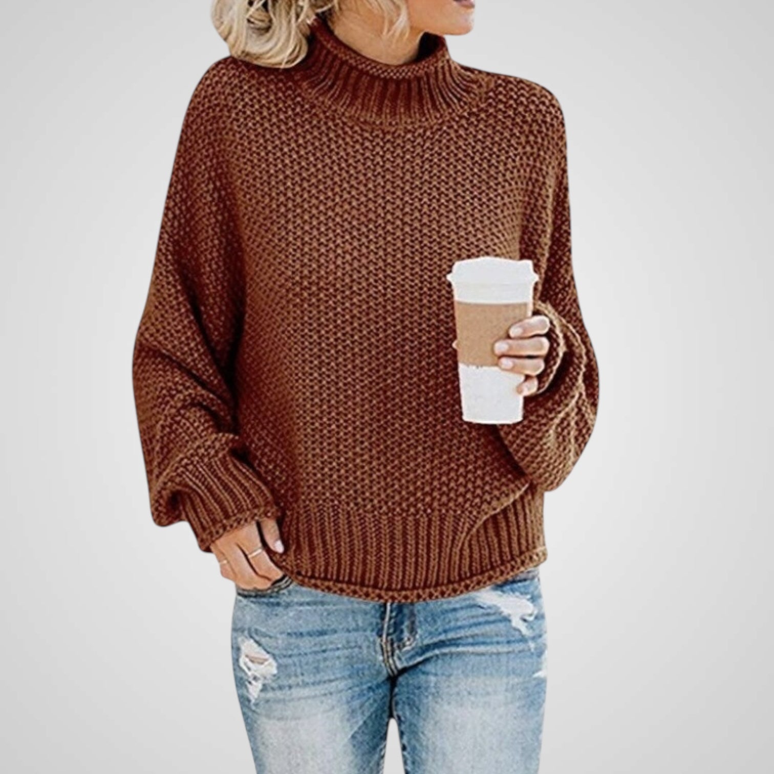 Soft | Women's High Neck Knit Long Sleeve Sweater
