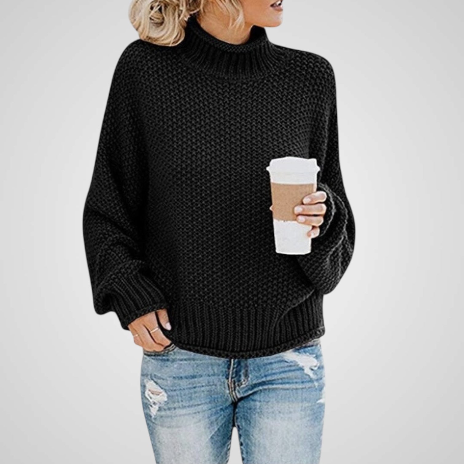Soft | Women's High Neck Knit Long Sleeve Sweater