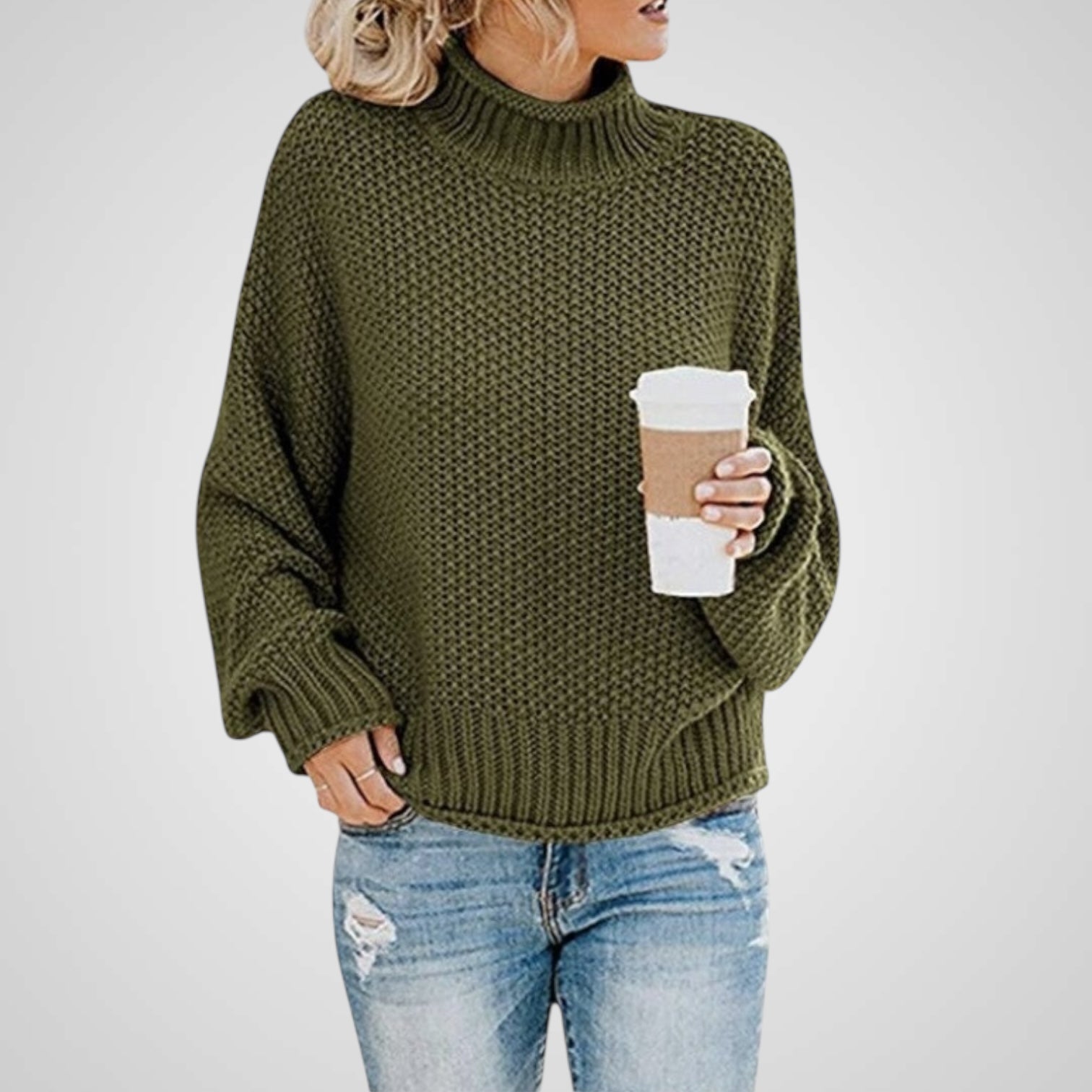 Soft | Women's High Neck Knit Long Sleeve Sweater