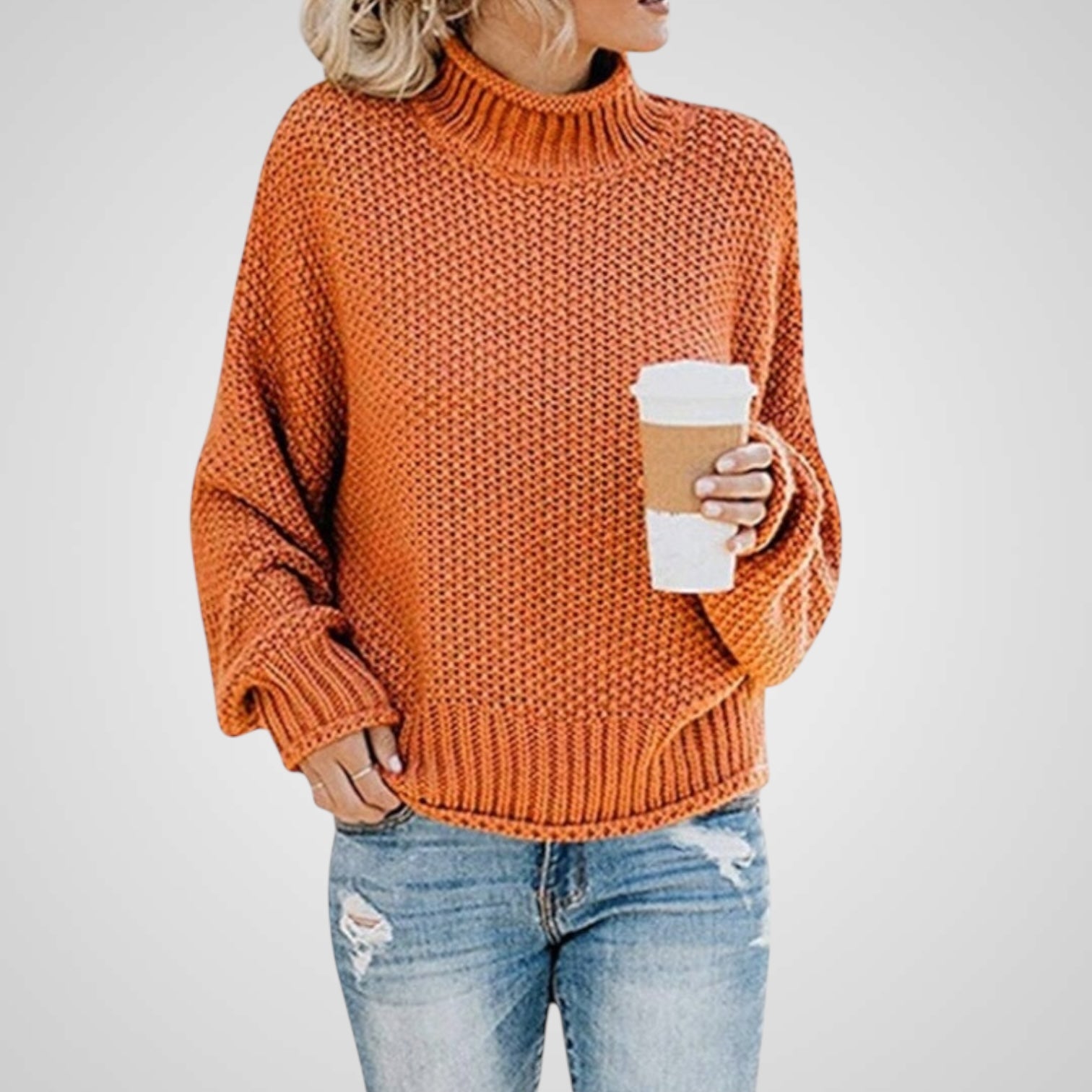 Soft | Women's High Neck Knit Long Sleeve Sweater