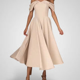 Elegant Off-Shoulder Maxi Dress with Pleated Design