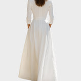 Vestido maxi comprido branco com linha estruturada