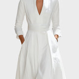 Vestido maxi comprido branco com linha estruturada