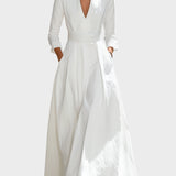 Vestido maxi comprido branco com linha estruturada