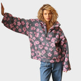 Daisy - Polar fleece hoodie with an all-over floral print
