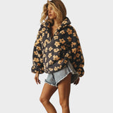 Daisy - Polar fleece hoodie with an all-over floral print