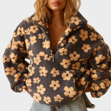 Daisy - Polar fleece hoodie with an all-over floral print